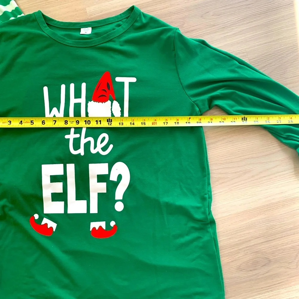 Elf Pajamas “What the elf” 2 Piece Set M Christmas Holiday Festive Lounge